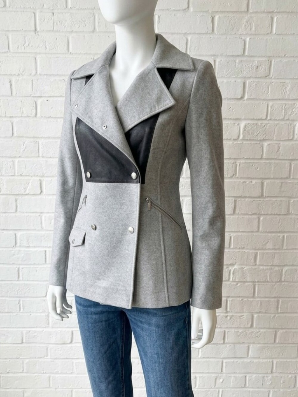 Karen Millen Gray Double Breast Peacoat Size S